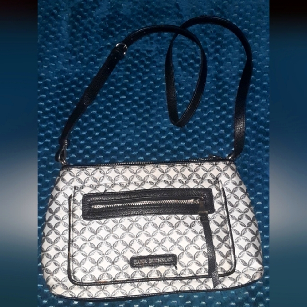DANA BUCHMAN crossbody/shoulder bag, 3 compartments, black & white, EXCELLENT!